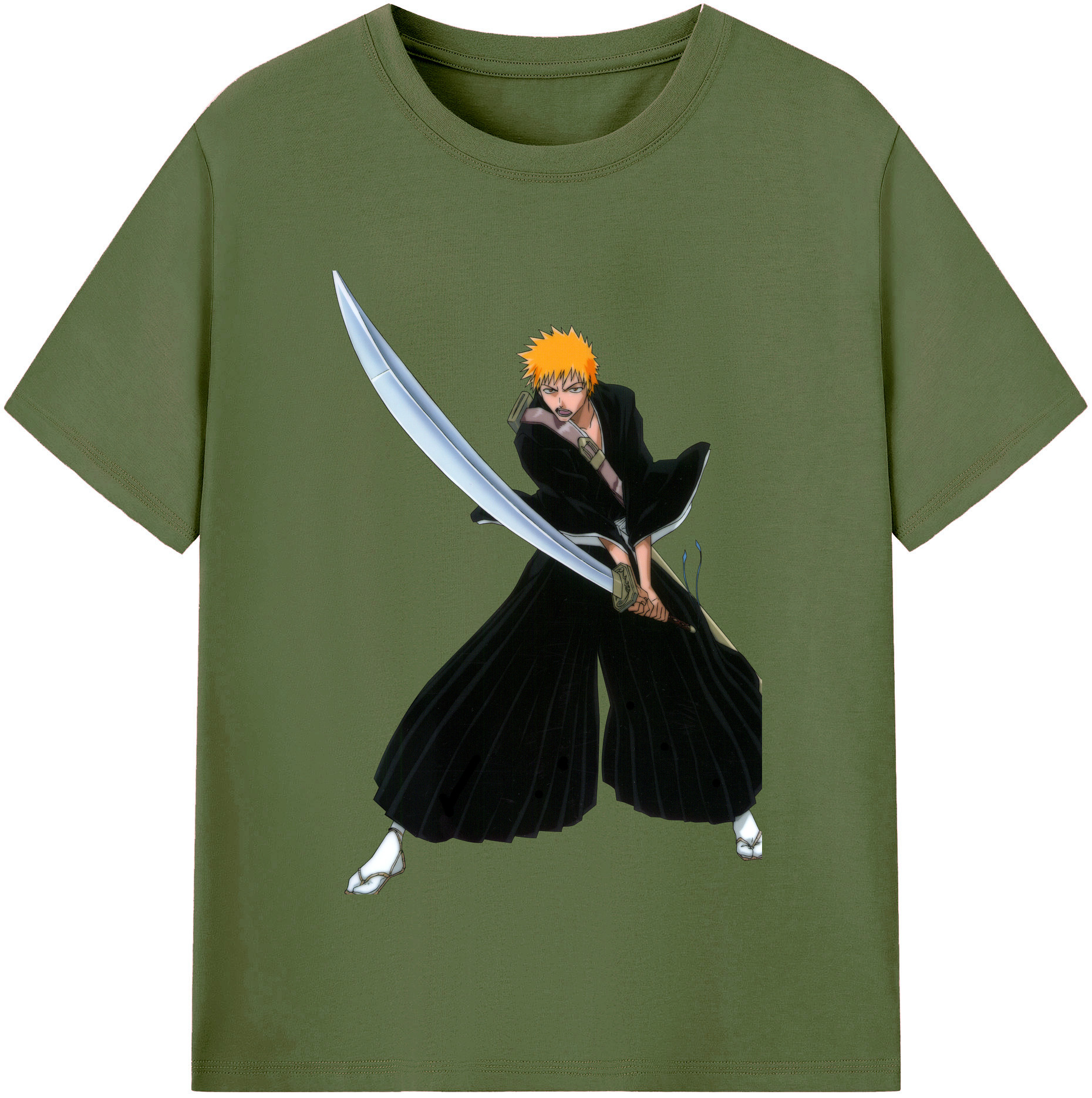 （画像用） ブリーチ 黒崎一護（くろさき いちご）BLEACH Kurosaki Ichigo 綿100％半袖Tシャツ（フロントプリント）